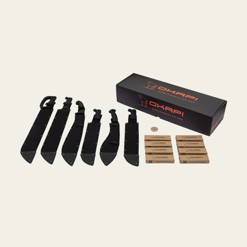Okapi Full Range Knife Box – Complete set of South African-made folding and bush knives