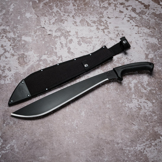 Okapi Jungle Machete Sheath on grey concrete background