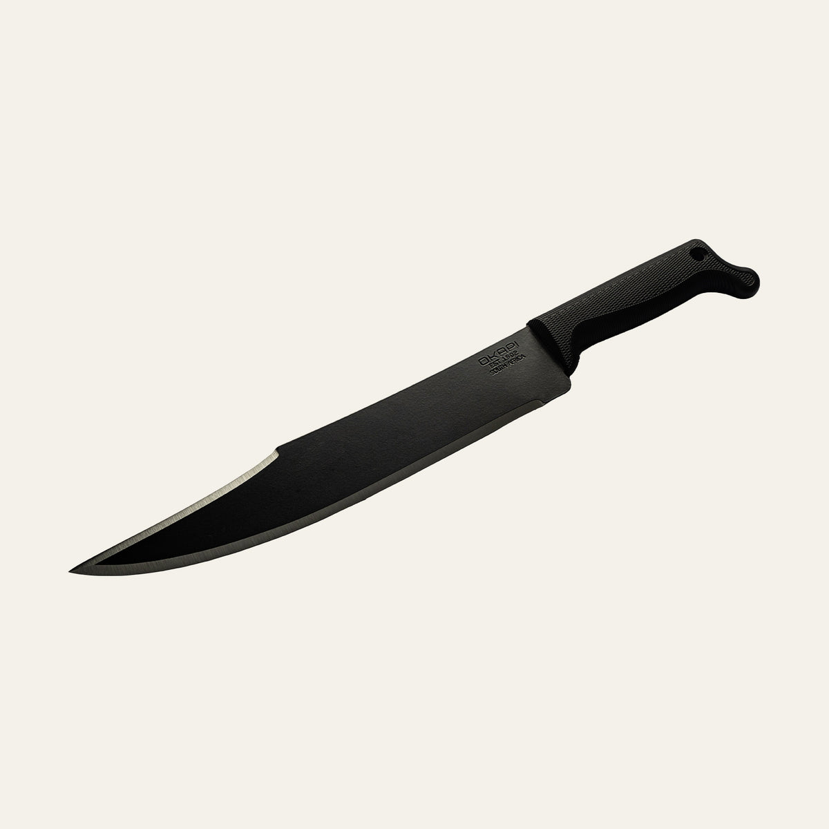 Okapi Bowie machete shown on white background for product display